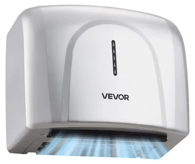 Zdjęcie produktu dla Suszarka do rąk VEVOR montowana na ścianie, 1300W, automatyczna, srebrna. Wysoka prędkość, szybkie suszenie, filtr HEPA, klasa ochrony IPX24, czujnik podczerwieni, obudowa ABS, dwa tryby pracy, idealna do użytku komercyjnego i domowego