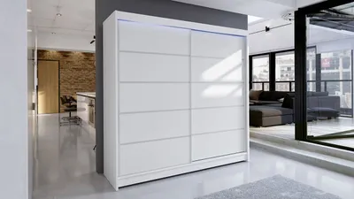 Obrázek produktu pro Šatní skříň 180 cm s posuvnými dveřmi a LED RGB osvětlením VILMA 4 - bílá