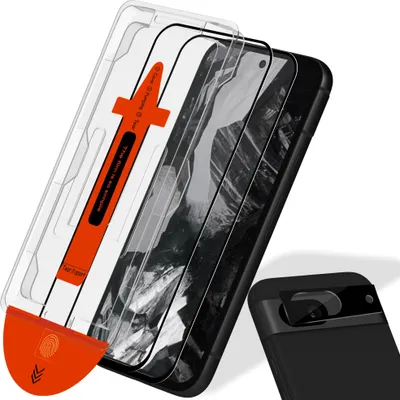 Obrázok produktu pre 2-balenie Google Pixel 8A Ochranné sklo na displej & 1-balenie ochrana objektívu - Tvrdené sklo | [Automatická inštalácia] - Bez bublín