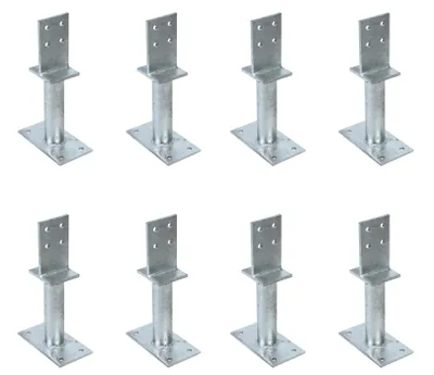Immagine prodotto di Supporto per palo a T 8 x di Alberts con traversa, ancoraggio per calcestruzzo da 300 mm, altezza della traversa 130 mm, zincato a caldo, da incassare nel calcestruzzo