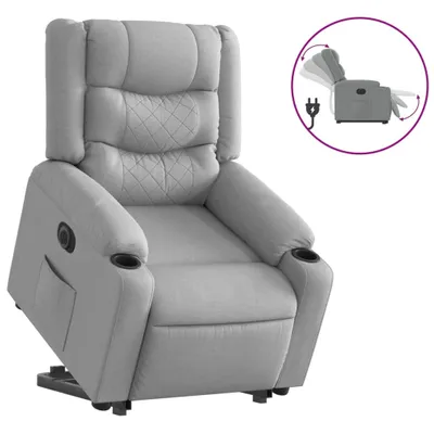 Produktbild von vidaXL Relaxsessel mit Aufstehhilfe Elektrisch Hellgrau Stoff