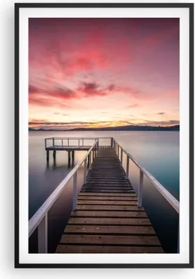 Produktbild von Gerahmtes Poster - Schwarzer Rahmen - Brücke Rosa Himmel - 61x91,5 cm - Wand Bild - Wanddeko - Wandbilder - Kunstposter - Wandposter - Bilderrahmen - Bilder - Kunstdruck - P2BPA61x91-4795