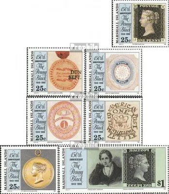 Produktbild von Briefmarken Marshall-Inseln 1990 Mi 288-294 (kompl.Ausg.) postfrisch 150 Jahre Briefmarken