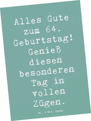 Produktbild von Mr. & Mrs. Panda Postkarte Spruch 64. Geburtstag - Meeresbrise - Geschenk, Grußkarte, bildkarte, Glückwunsch, 64 Jahre, Postkarten, Happy Birthday, Ansichtskarte