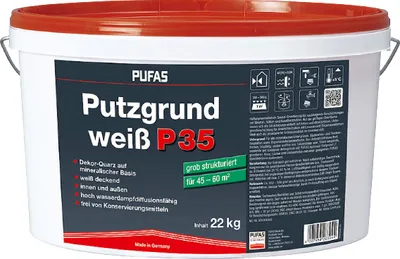 Produktbild von Pufas Putzgrund weiß P35 grob 22kg 026304000