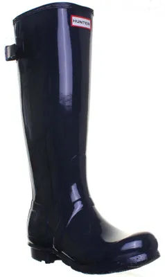 Produktbild von Hunter Orig ale Frauen Große e stellbare Glanz Regen Stiefel Mar e – 3 UK / Navy