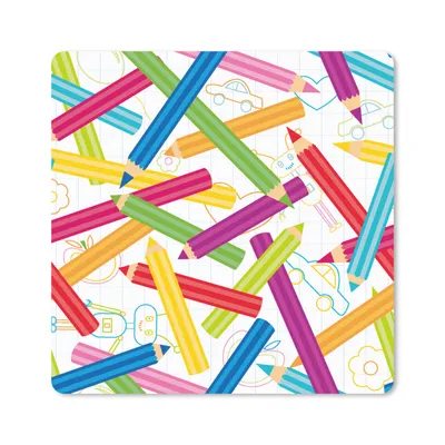 Produktbild von MuchoWow® Mauspad Mousepad Bleistift - Muster - Regenbogen 20x20 cm - Mousepads - Maus Mat - Pad - Mausunterlage - Desk Mat - Bureauartikeln