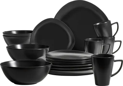 Produktbild von Mäser 931730 Kombiservice Glendale für 4 Personen, Steinzeug, schwarz (1 Set, 16-teilig)