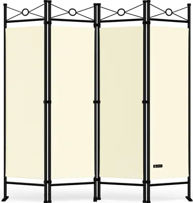 Produktbild von DEUBA® Trennwand 180x160cm 4 teilig Blickdicht Freistehend Faltbar Stabil Indoor Wohnzimmer Schlafzimmer Büro Raumteiler Spanische Wand Paravent Creme