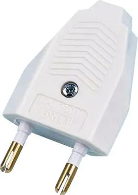Image de Fiche électrique mâle 2 pôles 6A couleur blanc