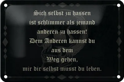 Produktbild von Blechschild Spruch 18x12cm sich selbst hassen ist schlimmer