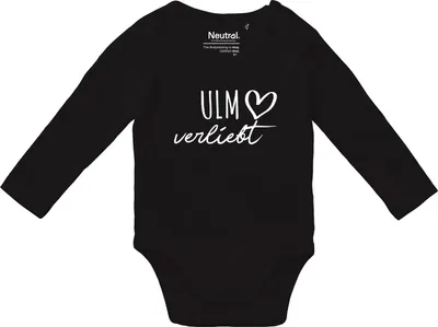 Produktbild von Huuraa Baby Body Ulm verliebt 74 Black  Baumwolle Fairtrade Langarmbody Geschenkidee