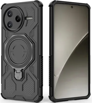 Obrázek produktu pro Odolný kryt na mobil pro Xiaomi Poco F7 Ultra/Redmi K80 Pro, robustní pouzdro s prstenovým stojánkem, magnetický držák a stojánkem Černý