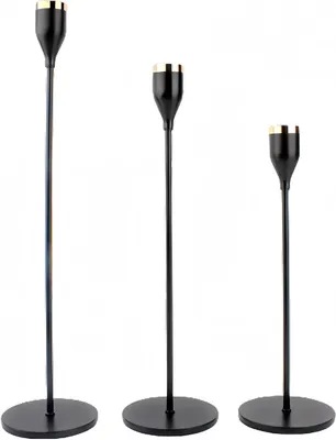 Productafbeelding van Kaarsenhouder 3-delige set, 33/28/23 cm staaf kandelaar zwart, metalen kandelaar staaf kaars, kaarslicht diner, huisdecoratie, bruiloft (3