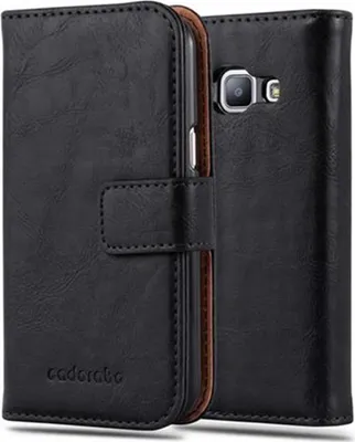 Obrázek produktu pro Cadorabo Case for Samsung Galaxy J1 2015 Protective Cover in Black Kryt na mobilní telefon Pouzdro typu kniha Pouzdro Luxury