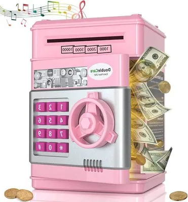 Immagine prodotto di Salvadanaio elettronico per bambini - Salvadanaio con password e musica - Mini bancomat - Smistamento automatico delle monete - Cassetto portamonete - Pratico salvadanaio per bambini