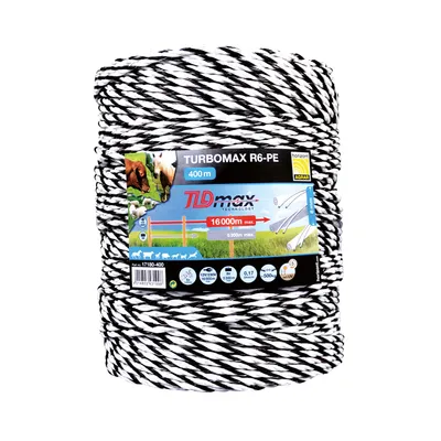 Produktbild von horizont TURBOMAX Seil | Elektroseil, Weidezaunseil | Durchmesser: 6 mm Spulenlänge: 400 m