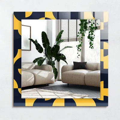 Zdjęcie produktu dla Abstrakcyjny wzór geometryczny – Lustro Prostokątne z Printem 60x60 cm – Nowoczesne –Replika acyjne Na Ścianę