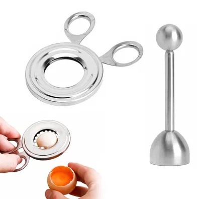 Eierschneider-Set aus Edelstahl, 2-teilig, silber