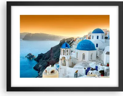 Produktbild von Gerahmtes Poster - Schwarzer Rahmen - Santorini Griechenland Urlaub Insel - 40x30 cm - Wand Bild - Wanddeko - Wandbilder - Wandposter - Bilderrahmen - Bilder - Kunstdruck - Wandbild - P2BAA40x30-2529