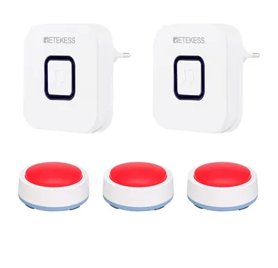 Produktbild von Retekess TH004 Notrufknopf für Senioren, Hausnotruf Senioren, 80M, Signal kann 3 Wände Durchdringen, 52 Klingeltöne, SOS Taste(3er)