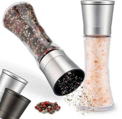 Produktbild von ZOLMER® Gewürzmühle 2er Set mit verstellbarem Keramikmahlwerk. Edle Edelstahl-Salz- und Pfeffermühle, auch für Chili. Ohne Gewürzinhalt.
