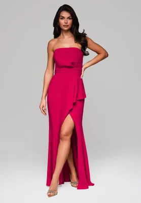 Produktbild von Ombre Elegantes schulterfreies Abendkleid mit Schlitz pink S