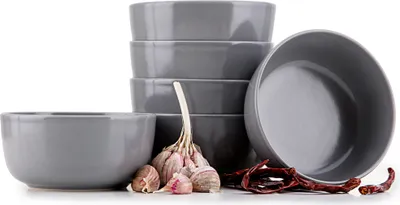 Obrázek produktu pro Konsimo mísa VICTO kulatá 6dílná, vhodná do mikrovlnné trouby, šedá, keramika, Loft, 14,5 cm