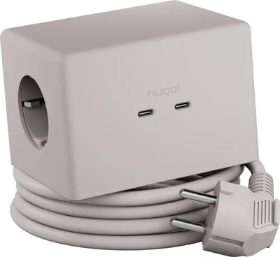 Produktbild von Brennenstuhl hugo! ONE 2nd Gen. Steckdosenwürfel mit USB C 20W PD, Wireless Charger (Steckdosenleiste USB C, Touch-Schalter, induktive Ladestation mit 2m Kabel) cream white