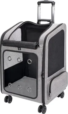 Produktbild von Großer Hundetransportbox mit Rollen, Faltbarer Transportbox Katze Groß, Hunderucksack bis 15 kg, Transportboxen für große und kleine Hunde