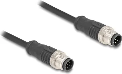 Produktbild von Delock - Netzwerkkabel - 8-polig M12-A (M) zu 8-polig M12-A (M) - 5 m - 6 mm - S/FTP - CAT 5e - Schwarz