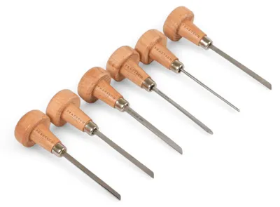Image de Kit d'outils pour gravure, 6 pièces, avec manches en bois, pour la fabrication de bijoux et les projets de bricolage