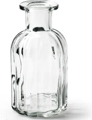 Produktbild von 6 x Vasen aus Glas in geriffelter Optik, klar H 10,5 cm - Ø 5,5 cm - Blumenvase - Tischvase