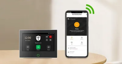 Imagen del producto de Kit de alarma inalámbrico con pantalla táctil de 7 pulgadas, conexión Wi-Fi y montaje en pared