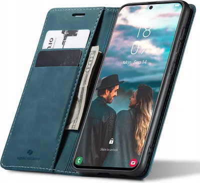Obrázek produktu pro Pouzdro s klopou na telefon SPACECASE Wallet pro Galaxy S21 FE Modrá