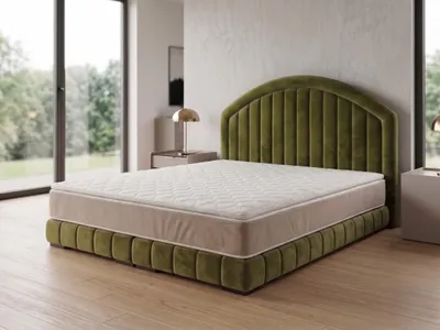 Produktbild von Polsterbett  LEON 2 mit Kopfteil, modernes gepolstertes Bett in 140 x 200 cm Farbe: Grün