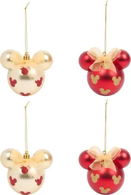 Image de Boules de Noël Mickey Mouse – Rouge/Or – Lot de 4