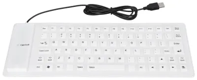 Obrázek produktu pro Silikonová klávesnice, zcela utěsněná, lehká, přenosná, tichá, měkká a pohodlná, kabelová USB silikonová klávesnice pro PC, bílá