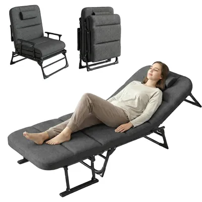 Image de Fauteuil relax pliable, robuste, avec positions réglables, de couleur grise