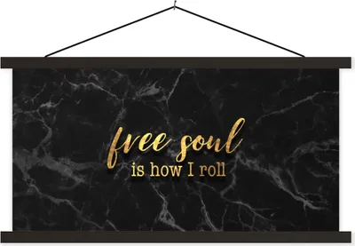 Produktbild von MuchoWow® Textilposter Zitate -  - Gold - Marmor 90x45 cm mit schwarzem Rahmen - Klemmleisten