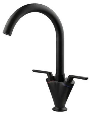 Küchenarmatur, Doppelhebel, 360° schwenkbar, Messing, Schwarz