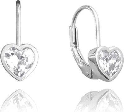 Immagine prodotto di MINET Orecchini da bambina in argento CUORI con zirconi bianchi