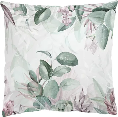 Produktbild von Dekokissen Blumen draußen / Outdoor Zierkissen waschbar Pflanzen grün Aquarell Tropisch Sofakissen mit Füllung