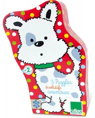 Image de 3 puzzles evolutifs en bois animaux 3 - 4 - 6 pieces - vilac - 2593