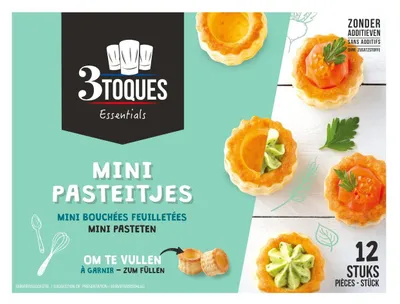 Produktbild von 3Toques Mini Pastei rund 3,5 cm, 100 g – knusprige Mini-Pasteten Snack