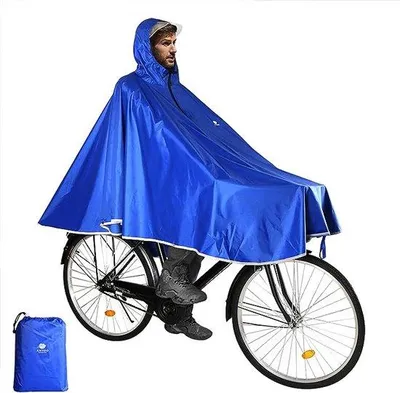 Produktbild von Famanu Regenponcho Wasserdicht Leichtgewicht mit Kapuze - Blau