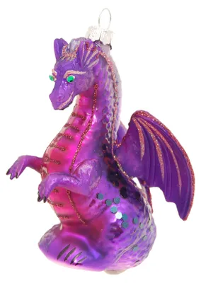 Produktbild von Krebs Glas Lauscha Drache - Weihnachtsdeko aus Glas - Größe ca. 12cm - Mystische Eleganz und funkelnder Blickfang für den Baum