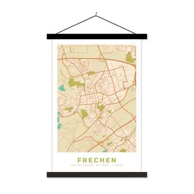 Produktbild von MuchoWow® Textilposter Frechen - Karte - Jahrgang - Stadtplan - Wegbeschreibung 120x180 cm mit schwarzem Rahmen - Fotos