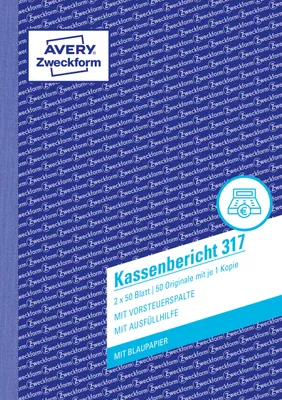 Image de Avery Zweckform® 317 317 Rapport de caisse, DIN A5, pré-perforé, 2 x 50 feuilles, blanc, jaune