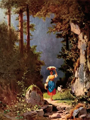 Produktbild von Carl Spitzweg Kunstdruck Bild - Mädchen Mit Ziege, 1852 (80 x 60 cm)